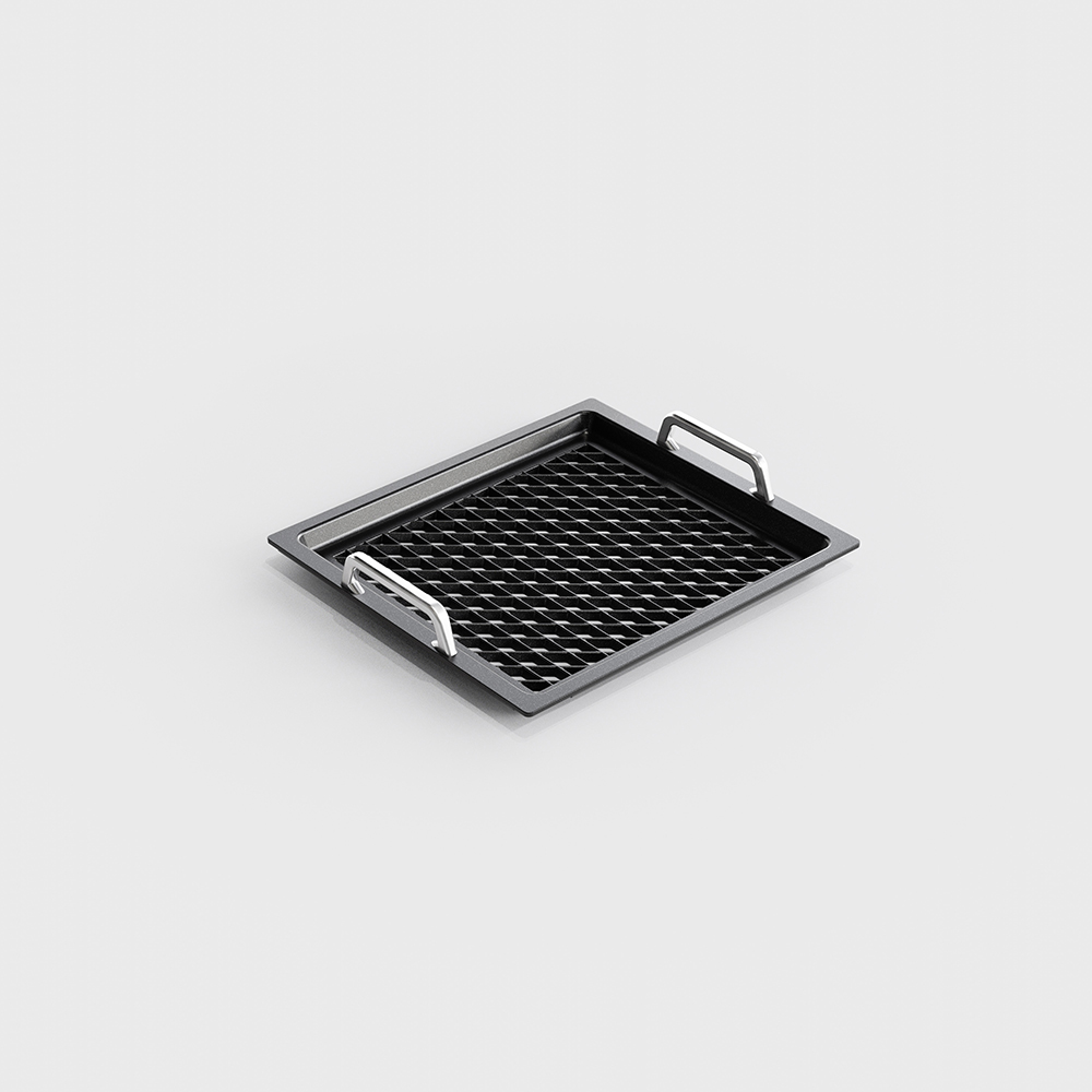 Gastronorm 2/3, 1 inch deep, with perforated BBQ surface and handles gallery 1