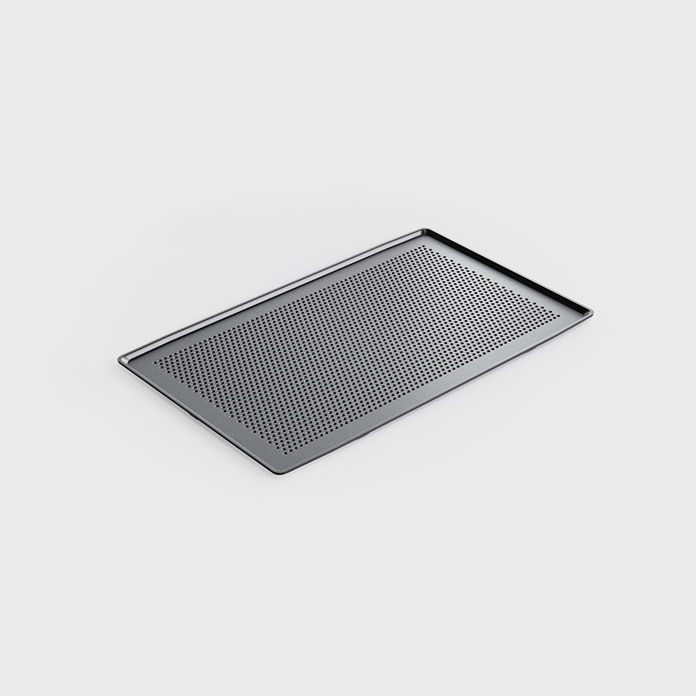 Gastronorm 1/1, Baking Tray with stacking aid, perforated gallery 1